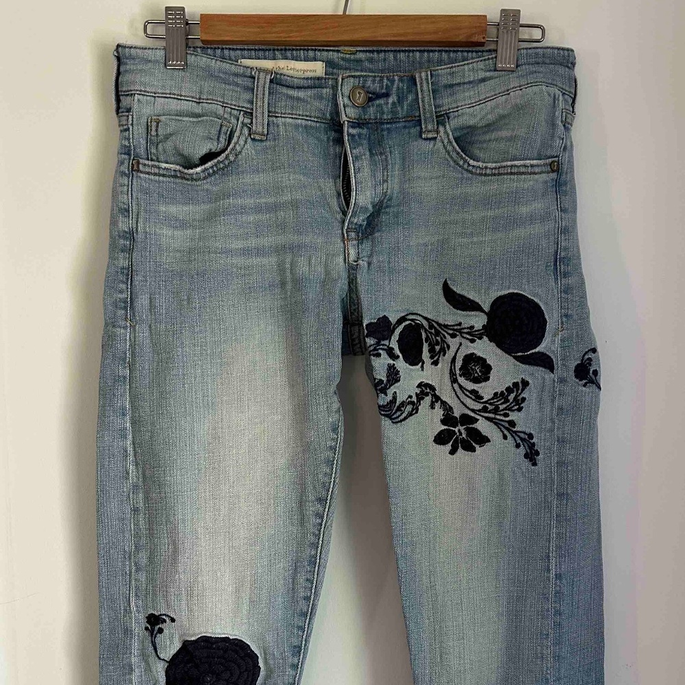 Anthropologie and the Letterpress Sz 28 Embroidered Jeans
